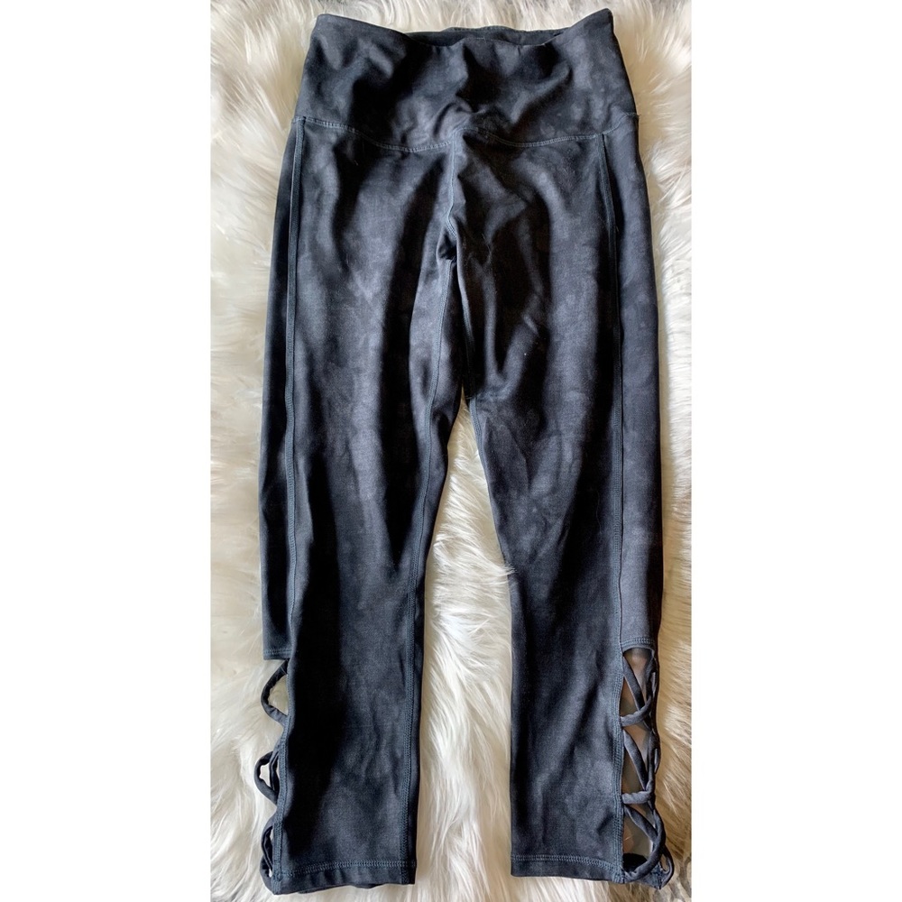 GAIAM Navy/Charcoal Tie-Dye Cropped Yoga Pants